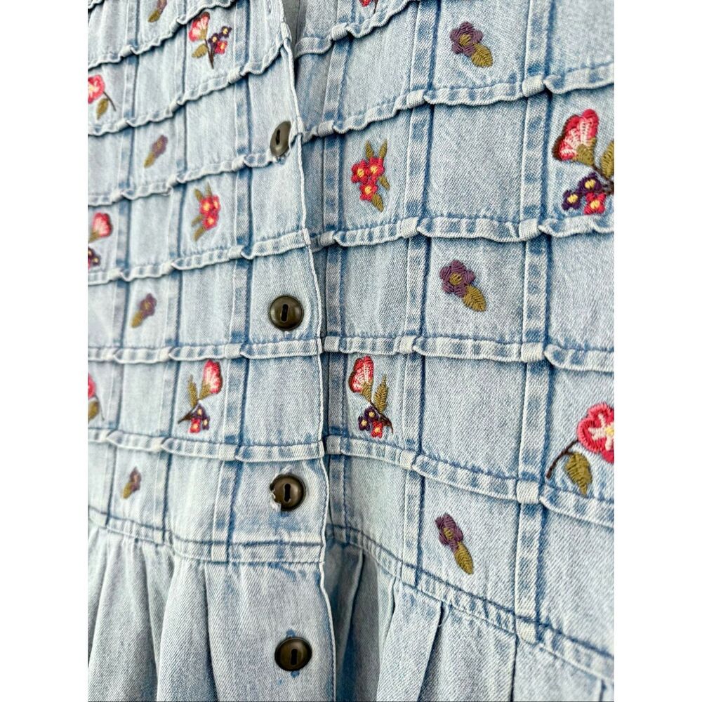 Vintage Denim Embroidered Dress - Picture 4 of 4